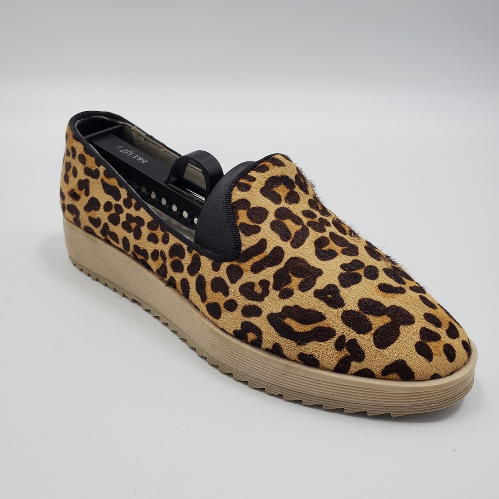 Andrew Stevens Fur Leopard Print Slip On Shoe Boho